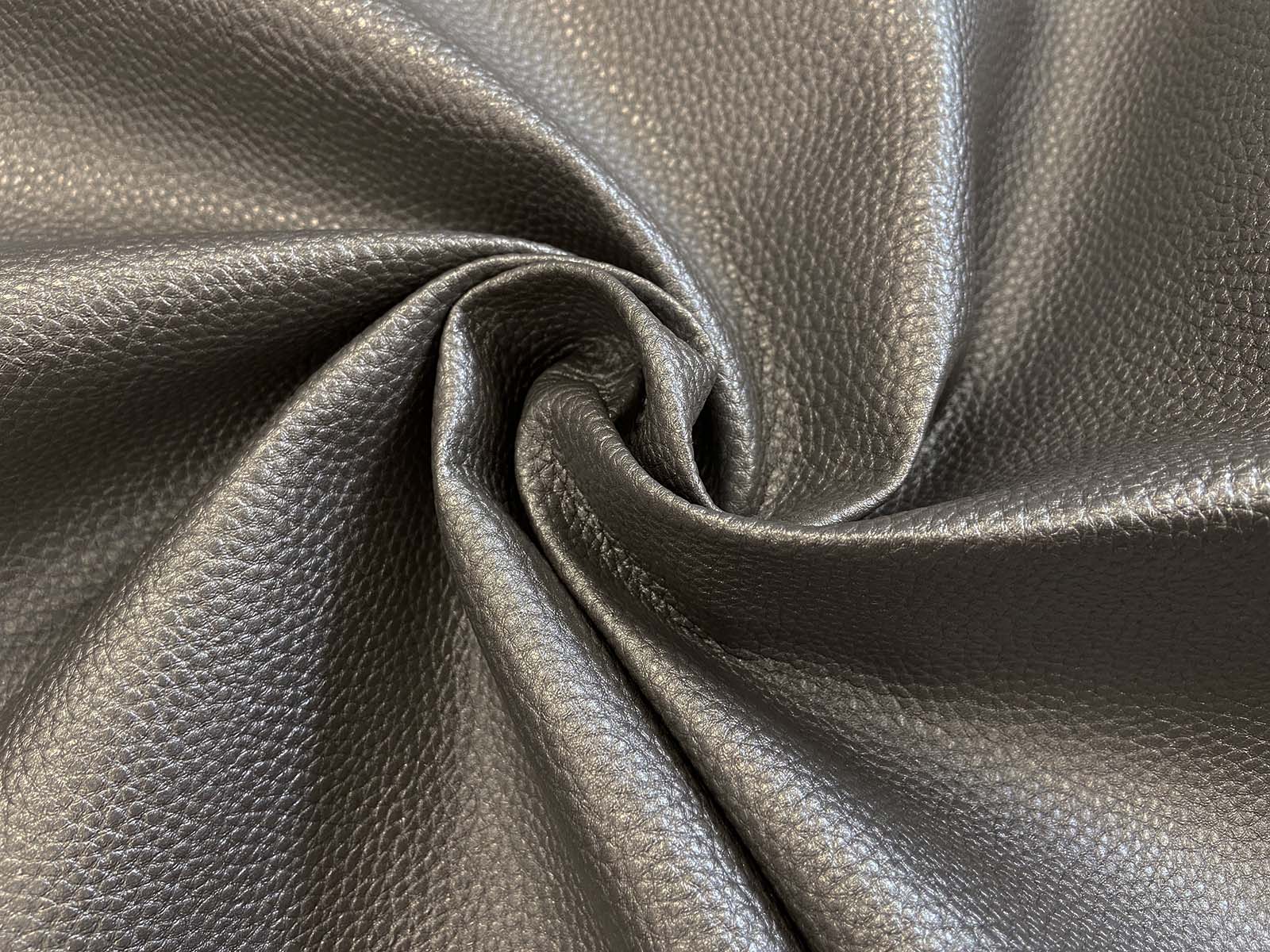 Kunstleder grob in dunkelgrau metallic
